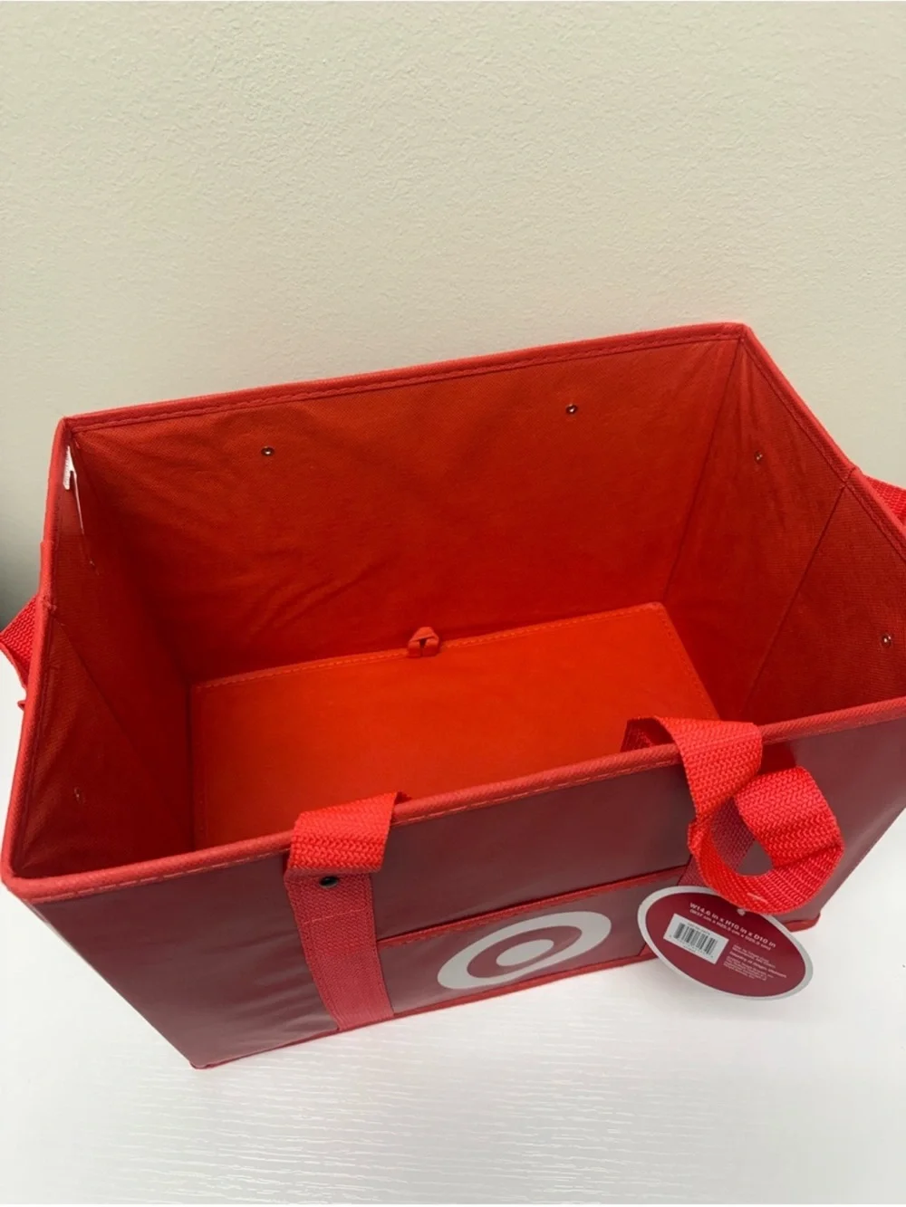 Target Red Logo Collapsible Storage Tote with Handles, Handle Reusable, New!